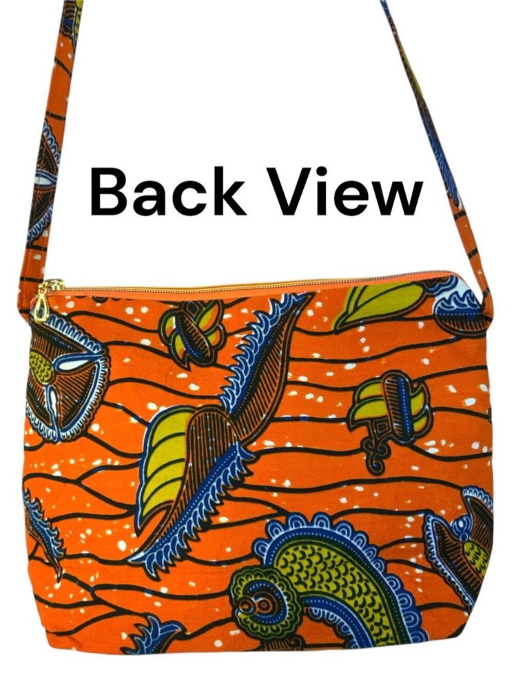 African Print Shoulder Bag Handmade 100% Cotton Orange Multi Aya Fair Trade - Picture 5 of 16